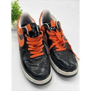 Size 11 Nike Air Force 1 Premium Halloween Skeleton Embroidered Orange Black HTF